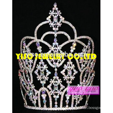 large beauty pageant rhinestone colorful star tiara crown